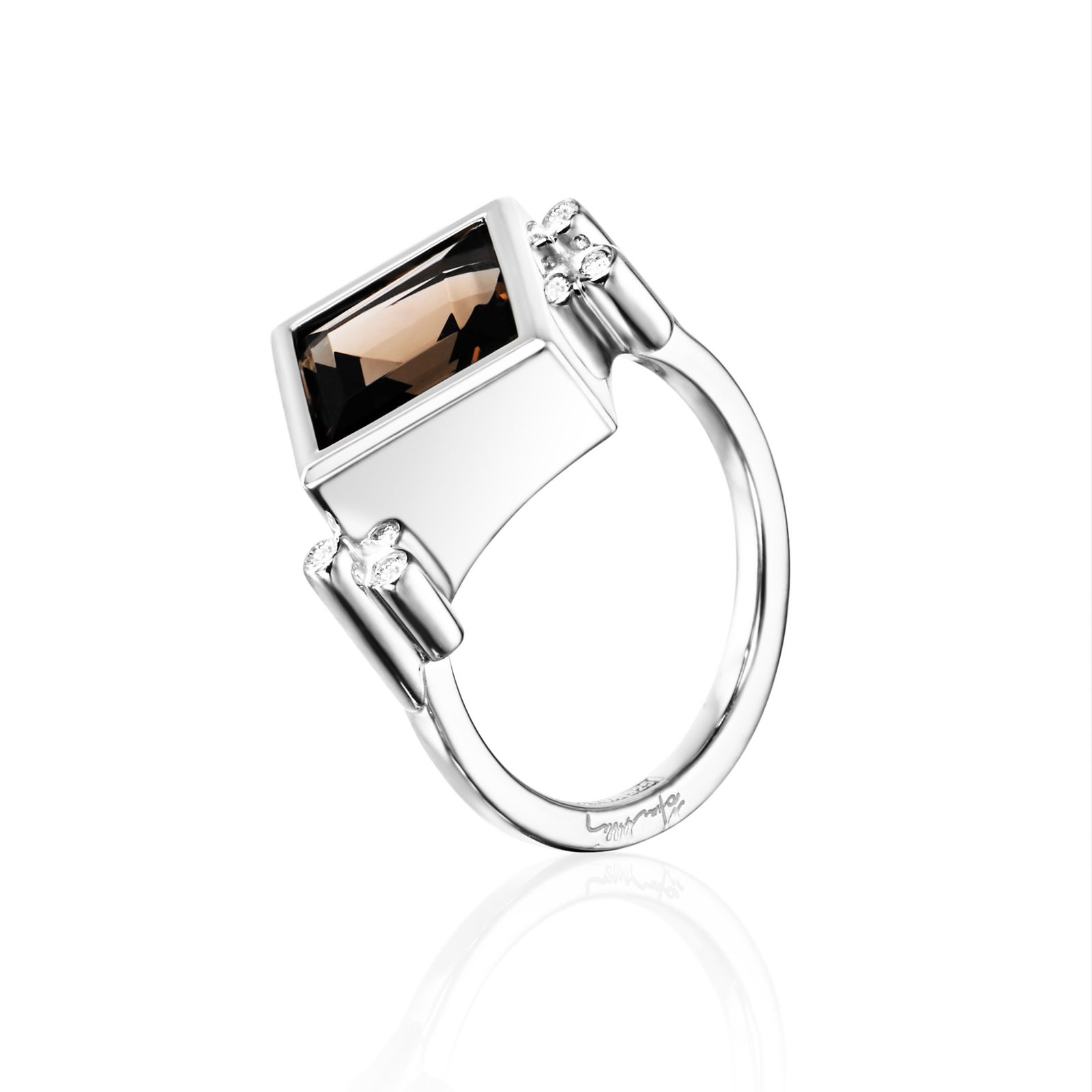 Shiny Memory Ring - Smokey Quartz.