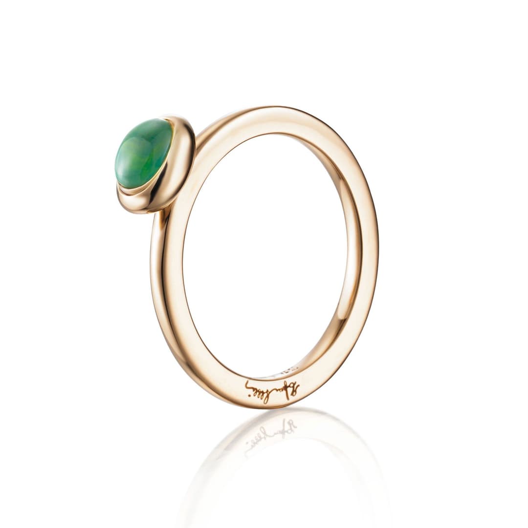 Love Bead Ring - Green Agate