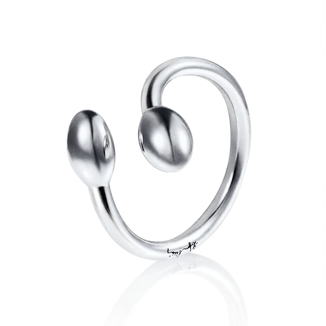 Love Bead Twin Ring - Silver.
