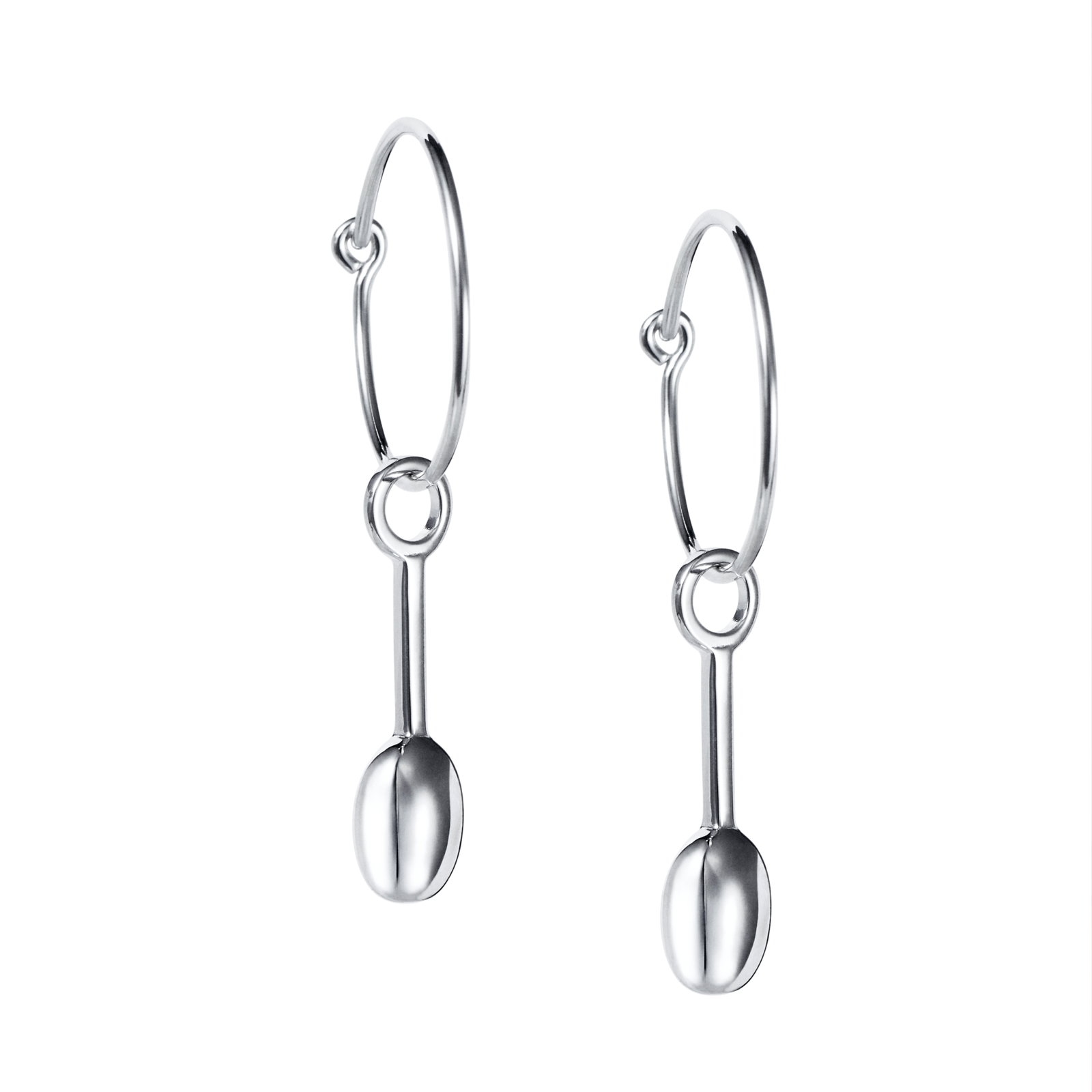 Love Bead Hoops - Silver Long.