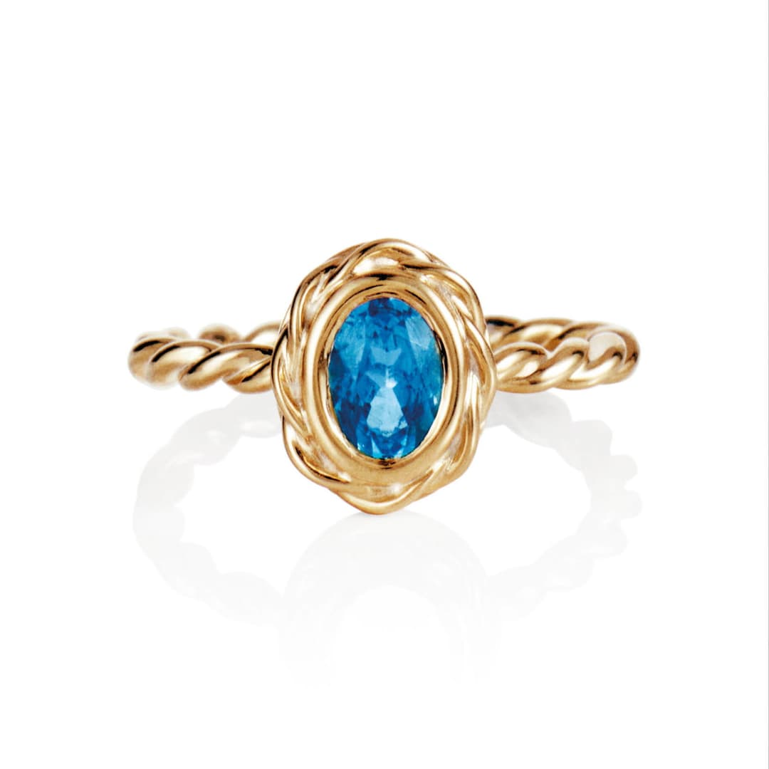 Wrapped Colour Ring - Blue Topaz